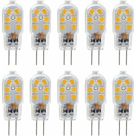 G4 LED-lampor 12V, 1W motsvarande 10W halogen, ej dimbara, 10-pack