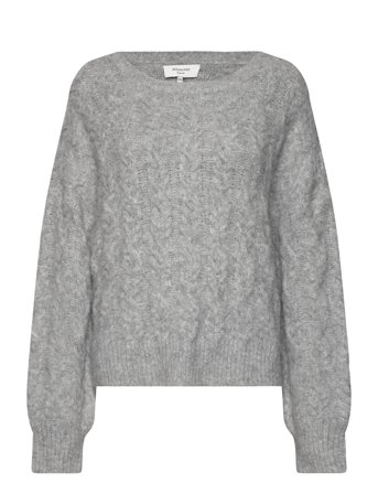 Cable Knit O-Neck Grey Rosemunde