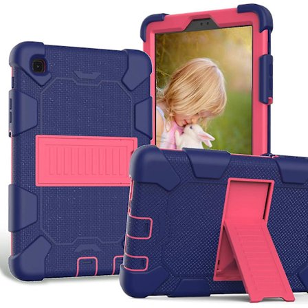 Dubbelfärgat silikon + PC-fodral för surfplatta med stativ, stötsäkert skyddande fodral för Samsung Galaxy Tab A7 Lite 8,7 tum