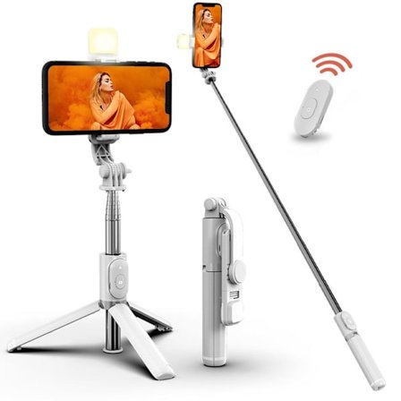 Trådløs Bluetooth Selfie Stick med lys