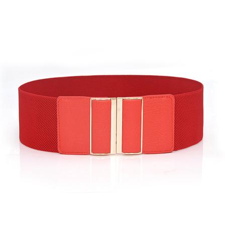 Bredt belte for kvinner Elastisk Cinch midjebånd Elastisk kjole midjebelte med spenne for damer, én størrelse passer de fleste red