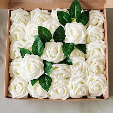 25 stk. kunstige roser i ægte touch - skumroser til DIY