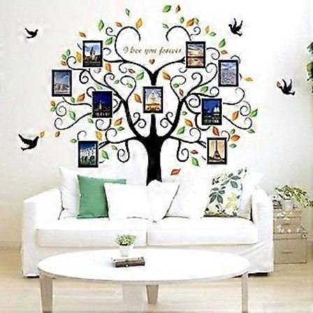 Stor Familietre Veggdekor - Familietre Bilde Rammer Veggdekor, Vinyl Tre Foto Rammer Veggklistremerker for Stue Soverom Hjemmedekor