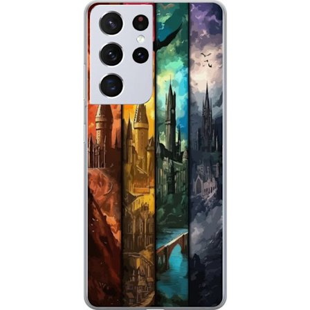 Kompatibel Mobilcover til Samsung Samsung Galaxy S21 Ultra 5G Fire magiske slotte i forskellige elementfarver, episk fantasykunst med ild vand luft og