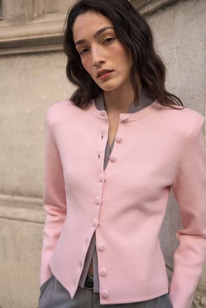 NA-KD Cardigan en maille à épaulettes - Gilets - Rose - L