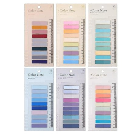 1200 stk. Sticky Index Tabs Avtakbare Filfaner Fargede Utskrivbare Rektangel Bokmerker med Linjal