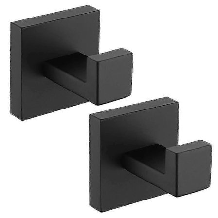 2-pack Svarta Väggkrokar i 304 Rostfritt Stål, Rostfria Handdukskrokar för Badrum