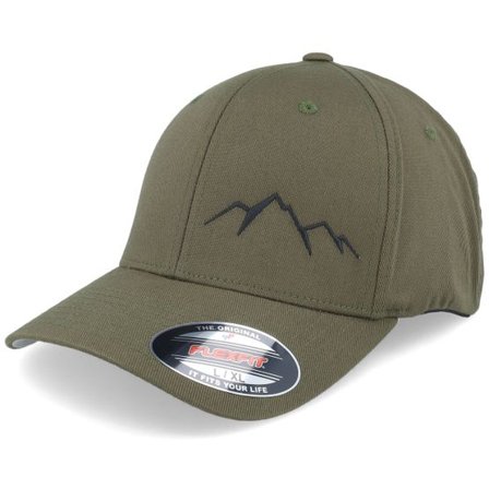 Wild Spirit - Grön flexfit Keps - Small Mountain Black/Olive Flexfit @ Hatstore