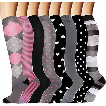 Kompresjonsstrømper for kvinner og menn 6 par, beste støtte for løping