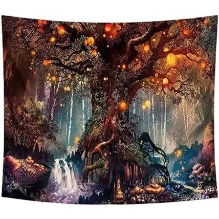 150x130cm Livets Træ Væghæng, Livets Træ Tapet, Psykedelisk Vand Under Gammelt Træ Tapet, Fe Væghæng