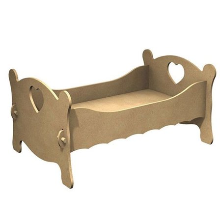 MDF træ dukkeseng til dekoration - 47 x 31 cm