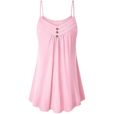 Naisten rento kesä V-pääntie plisseerattu spagettihihna toppi