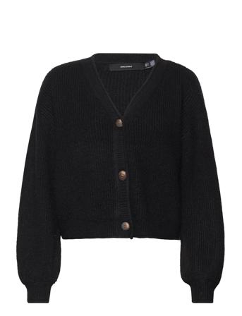 Vmyvonne Ls V-Neck Rolledge Cardi Ga Bf Black Vero Moda