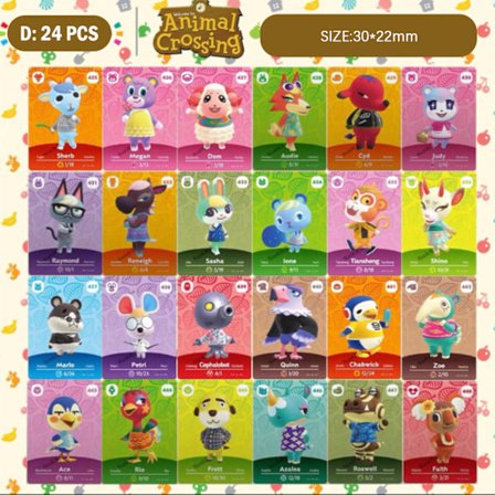 Animal Crossing Amiibo Serie 5-kort 24PCS 30*22MM