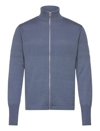 Wool Klemens Zip Knit Tops Knitwear Full Zip Jumpers Blue Mads Nørgaard