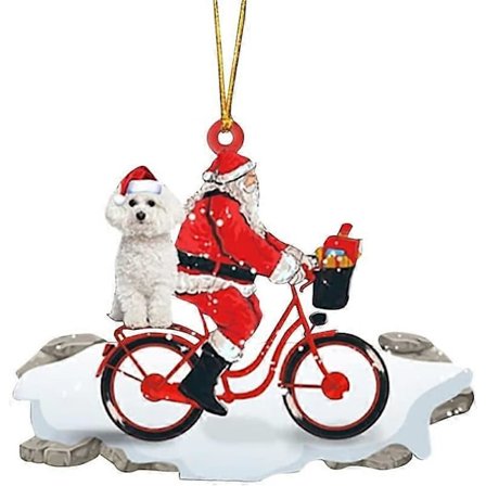 2-pakning Morsom Juleanheng i Tre, Søt Julenisse Sykler med en Hund Juletre Hengende Håndverk (E)