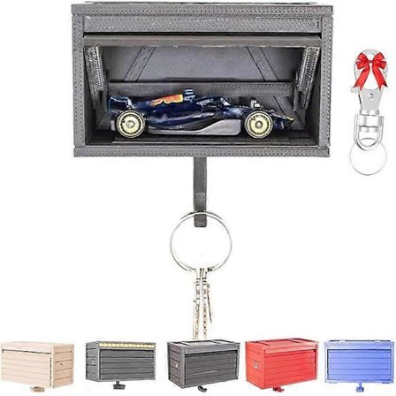 Nyckelhållare för bilgarage med öppningsbar dörr, unik nyckelhållare kompatibel med garage, 3D-printad väggmonterad nyckelhållare kompatibel med entré