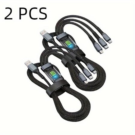 2-pack 3-i-1 Snabbladdningskabelpaket - USB-C till MicroUSB-adapter för iPhone 14/13, för Samsung, för Xiaomi - Hållbar & Högpresterande GS