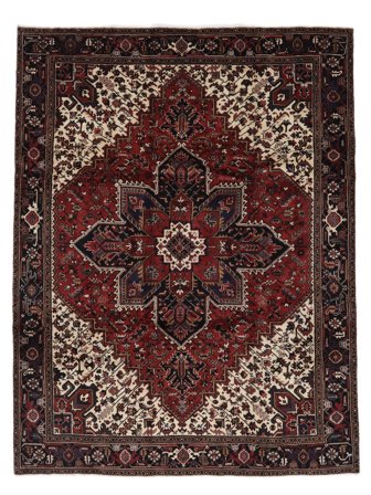 Handgeknüpft Persischer Heriz Teppich 256X337 Schwarz/Dunkelrot