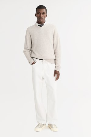 Soft Goat - Men's Boucle Crewneck - Men cashmere sweater - L - Sand