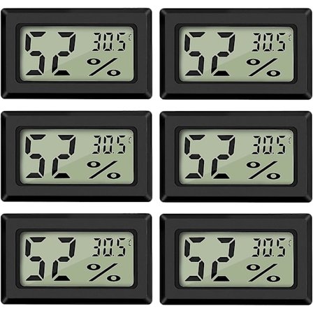 6 stk Mini Digital LCD Termometer Hygrometer Temperatur Luftfugtighed -50~70°C 10%~99% RH Bærbar Termometer Thermo Hygrometer Indikator til Kontor Kit
