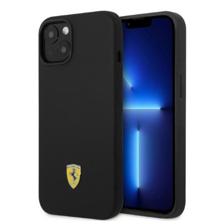 Ferrari FEHMSIP14SBK iPhone 14 6,1" svart/svart hårda fodral Silikon Metall Logo Magsafe