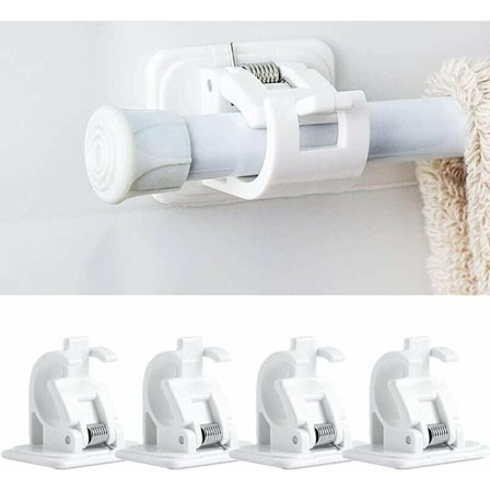 Set med 4 självhäftande gardinstångskrokar utan borrning, självhäftande gardinstång, gardinstångskrokar utan borrning, gardiner eller handduksskenor