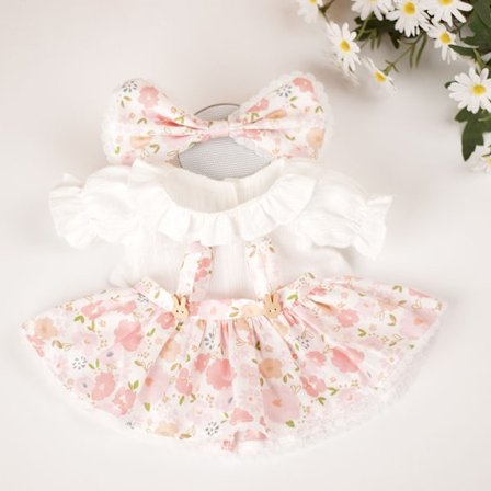 Tre spenne rosa blomsterskjørt, 28cm Barcelo Bjørn klær plysj dukke klær bjørn babyklær (kun klær)