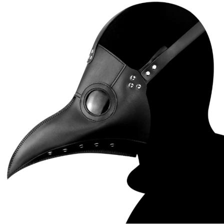 Plague Doctor Mask, Cosplay Halloween Kostym Black