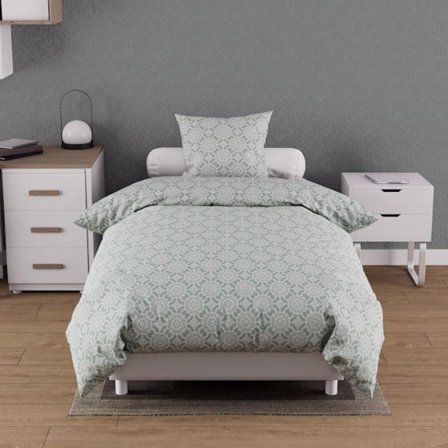 Påslakanset i bomull 57 trådar 140x200 cm ESMERALDA grön av Soleil d'ocre