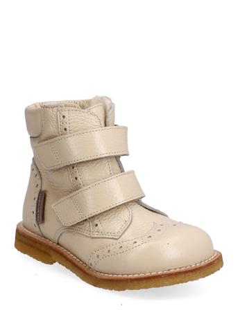 Boots - Flat - With Velcro Vinterstøvletter Med Borrelås Beige ANGULUS