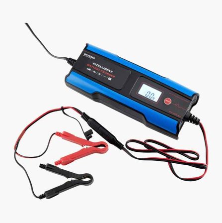 Biltema - Digital Intelligent Batterilader 6V 2A/12V 4A, Egnet for Motorsykkel og Bilbatterier, 10-80Ah, AGM, GEL, WET, LiFePO4, Smartlader med