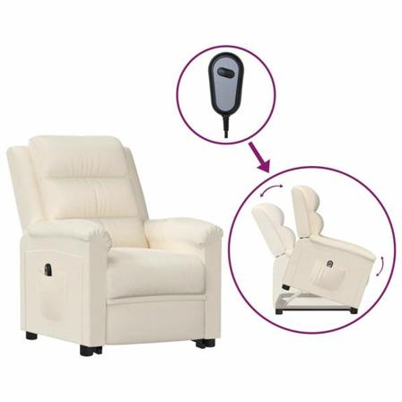 Vidaxl Reclinerfåtölj Med Uppresningshjälp Gräddvit Sammet Kräm