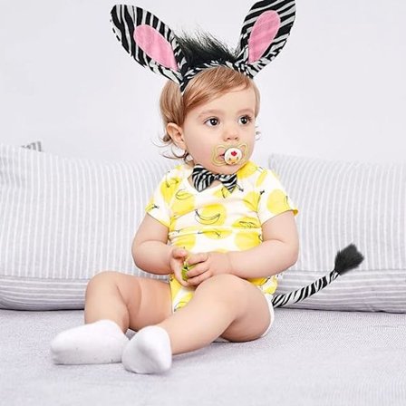 Zebra-set, Zebra öronband med rosett-svans, djurhårsborttagning