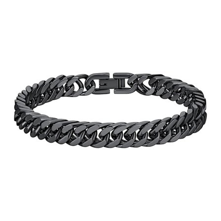 Link Chain Miami Cuban Armbånd SORT 21CM