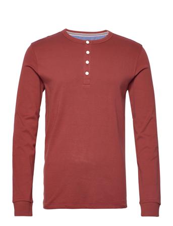 Solid Granddad L/S T-shirts Long-sleeved Rød Lindbergh*Betinget Tilbud