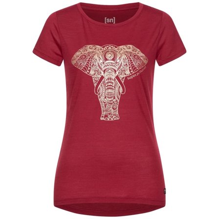 Super.natural Women's Yoga Power Elephant Women Short sleeved fitness sweater Red XS