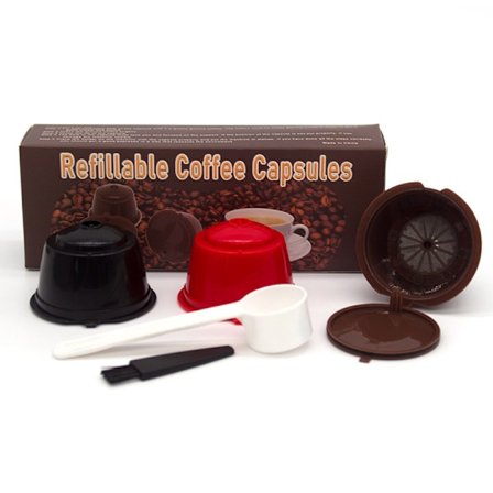 Återanvändbar kaffefilterkapsel för Nescafe Dolce Gusto-bryggare, 3-pack (Röd-Brun-Svart)