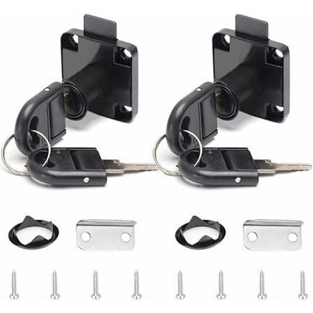 2-pack lås för skrivbordslådor, cylindriskt skåplås för stängning av skåp, lådor, garderober etc., tjockt och hållbart (22 mm), svart