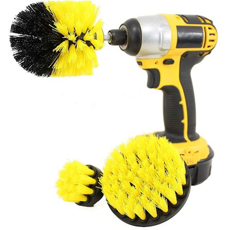 Borstset för skruvdragare för rengöring av klinker/fogar/fälgar... gul