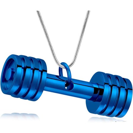 Halskæde med Hantel-urne til Aske Rustfrit Stål Mindesmykke Aske Smykker Memorial Urne Halskæder til Mænd Kvinder Blå