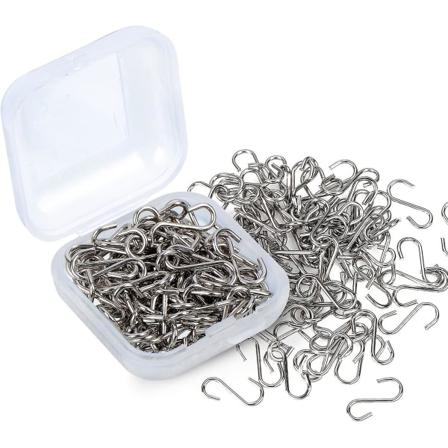 150 kappaletta 0,55 tuuman mini S-koukkuja liittimet S-muotoinen koukku säilytyslaatikolla DIY-askarteluun, korujen ripustamiseen, avainrenkaisiin, 