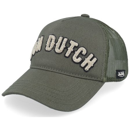 Von Dutch - Grön trucker Keps - Logo Dark Green A-Frame Trucker @ Hatstore