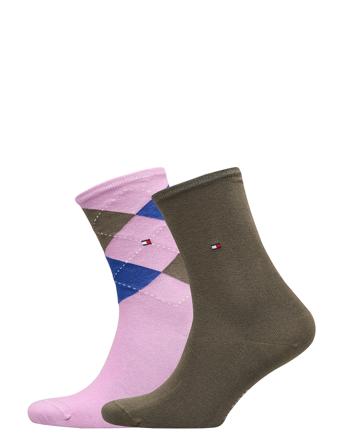 Th Women Check Sock 2P Lingerie Socks Regular Socks Multi/mønstret Tommy Hilfiger