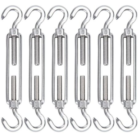 M5 Rustfri Strammeskrue, 6-pakning Kraftig Justerbar Krok u0026 Krok for Tau, Kabel, Klessnor, Wirenett, Solskjerminstallasjon