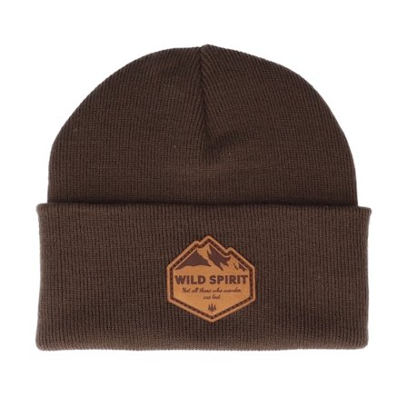 Wild Spirit - Ruskea cuff Beanie - Mountain Shape Patch Brown/Chocolate Beanie @ Hatstore