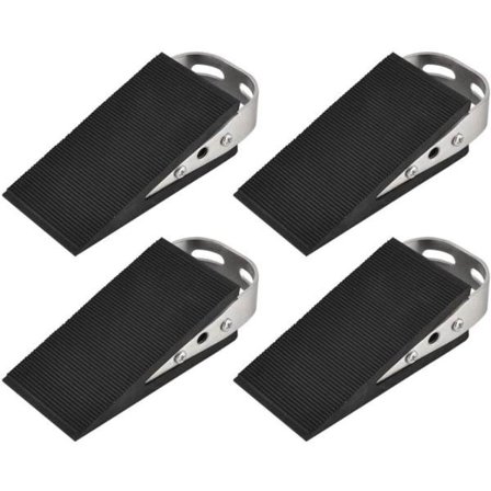 Kraftig dørstopper gummikile, 304 sikkerhedsdørstopper i rustfrit stål Fungerer på alle gulvtyper, Børstet (4-pak), DSB6-BN-P4