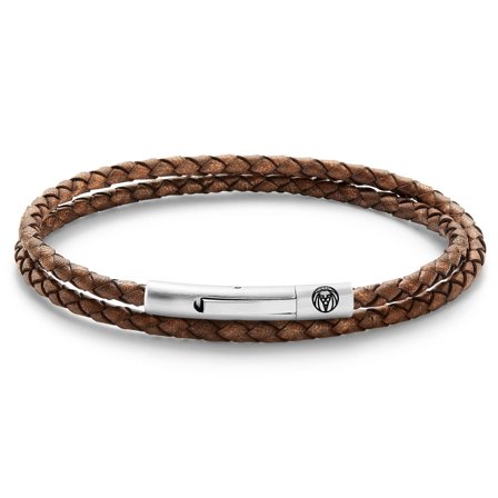 Brățară Collins dublă din piele vintage de 3 mm pentru bărbați - Brățări din piele