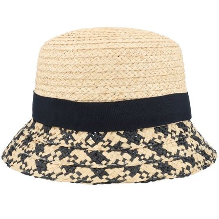 Seeberger - Beige straw Hatt - Raffia Paperbraid Mix Natural/Black Bucket @ Hatstore