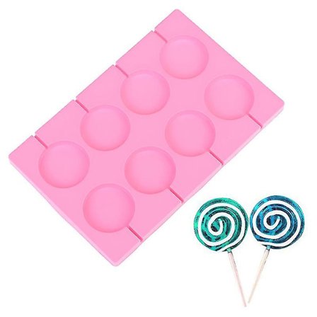 8 hål rosa silikonform stor rund klubbaform kakdekorationsverktyg 3d mellanmålsverktyg fest enkla unika köksverktyg bakformar